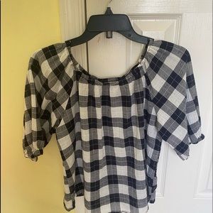 Black and white plaid off the shoulder top by Universal Thread (XS)